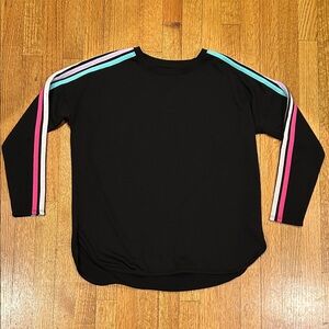 Black Long Sleeve Top with Colorful Stripes